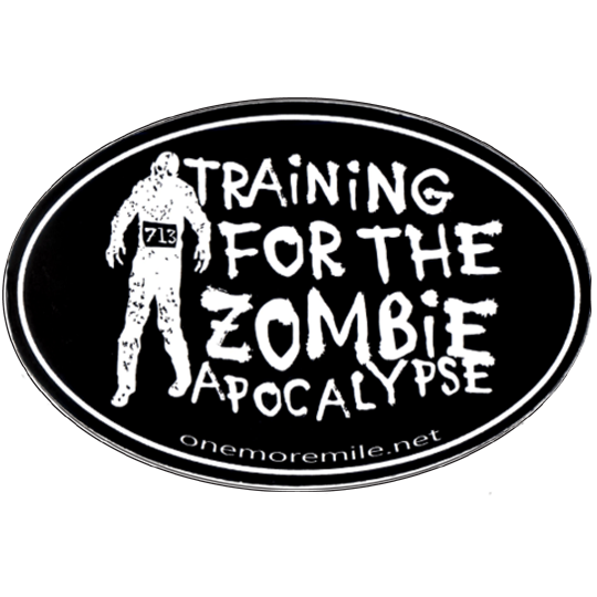 Large Oval Sticker "Training For The Zombie Apocalypse" - Black w/ White Imprint