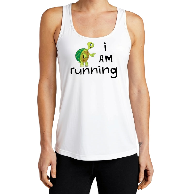 Women's Sports Tech Racerback Tank - "I Am Running"