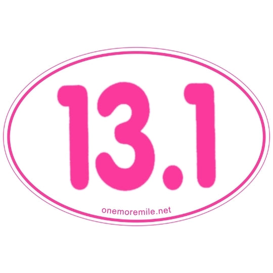 Large Oval Sticker "13.1 Smooth Font" - Pink w/ Fuschia Imprint