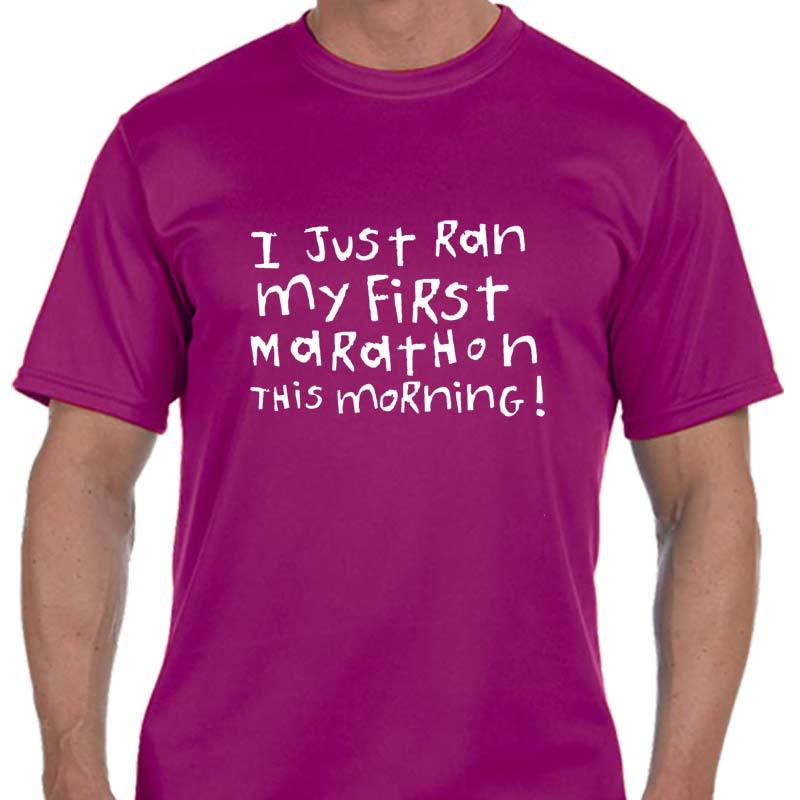 Men's Sports Tech Short Sleeve Crew - "First Marathon - Third Beer"