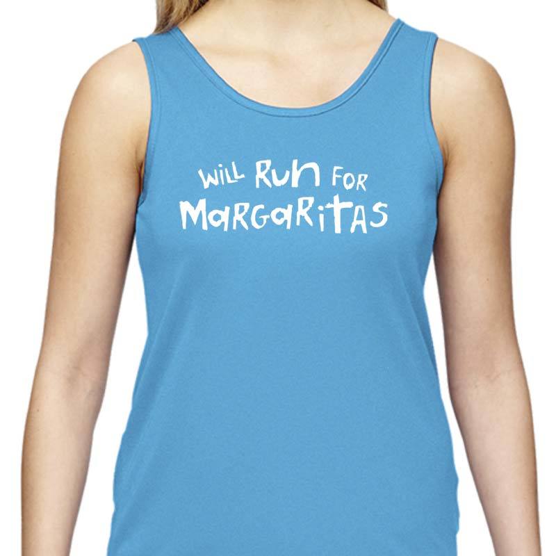 Ladies Sports Tech Tank Crew - "Will Run For Margaritas"