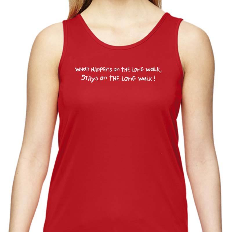 Ladies Sports Tech Tank Crew - "What Happens On The Long Walk, Stays On The Long Walk"