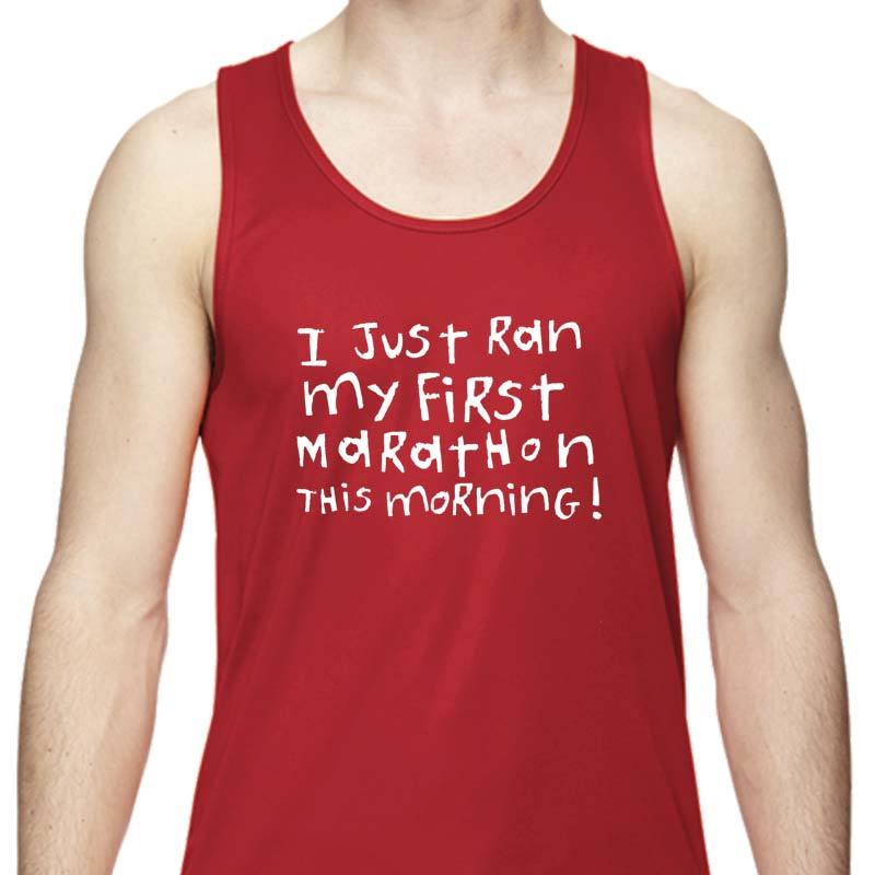 Men's Sports Tech Tank - "First Marathon - Third Beer"