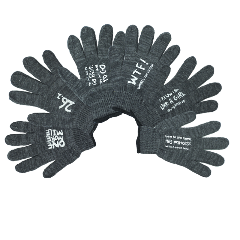 Slogan Gloves, Grey